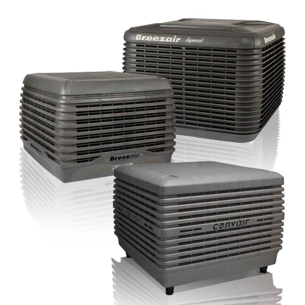 Breezair y climatizadores evaporativos Convair de color gris pizarra